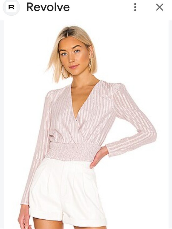 House of Harlow 1960 Tops - House of Harlow 1960 Blush Pink Metallic Stripe Wrap Top